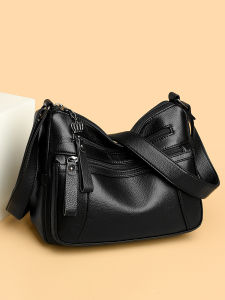 Fashionable Multi-Layer Large Capacity Leather Crossbody Bag for Women Middle-Aged Mom Single Shoulder Bag Casual Style