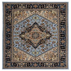 VIKAMA Blue Beige Large Traditional Area Rug Oriental Floral for Living Room Bedroom Dining Room Decor