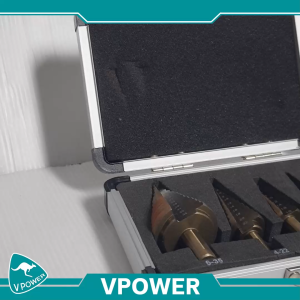 VPOWER ดอกสว่านทรงเจดีย์ (ร่องตรง) 5ตช. แบบขั้นบันได เคลือบไทเทเนียม (เจาะเหล็ก/สแตนเลส) มีตัวเลือกด้านใน