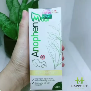 Xịt chống Muỗi Anophen 50ml tinh dầu thiên nhiên an toàn cho bé sơ sinh & mẹ bầu dịu nhẹ hiệu quả