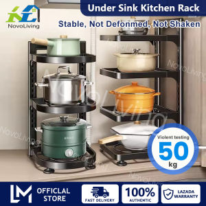 Novoliving Kitchen Rack Under Sink Adjustable Pots & Pans Rack 2-4Layers Multifunction Kitchen Countertop Organizer Holder Cookware Pot Racks Storage Rack for Kitchen Counter Cabinet Storage Holders & Racks Shelving Kitchenware