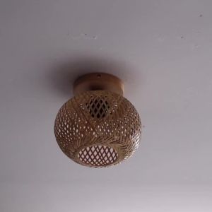 Parkson | Vintage Bamboo Ceiling Lamp Indoor Chandelier Ceiling Light Fixture E27 Home Lighting Living Room Bedroom Wooden Chassis