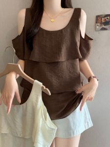 SHIMANQING | Elegant Brown Plus Size Loose Tunic Shirt