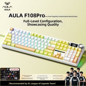 AULA | Bàn phím cơ F108 Pro Kết Nối 3 Chế Độ Gasket Mount Màn Hình TFT & Núm Xoay