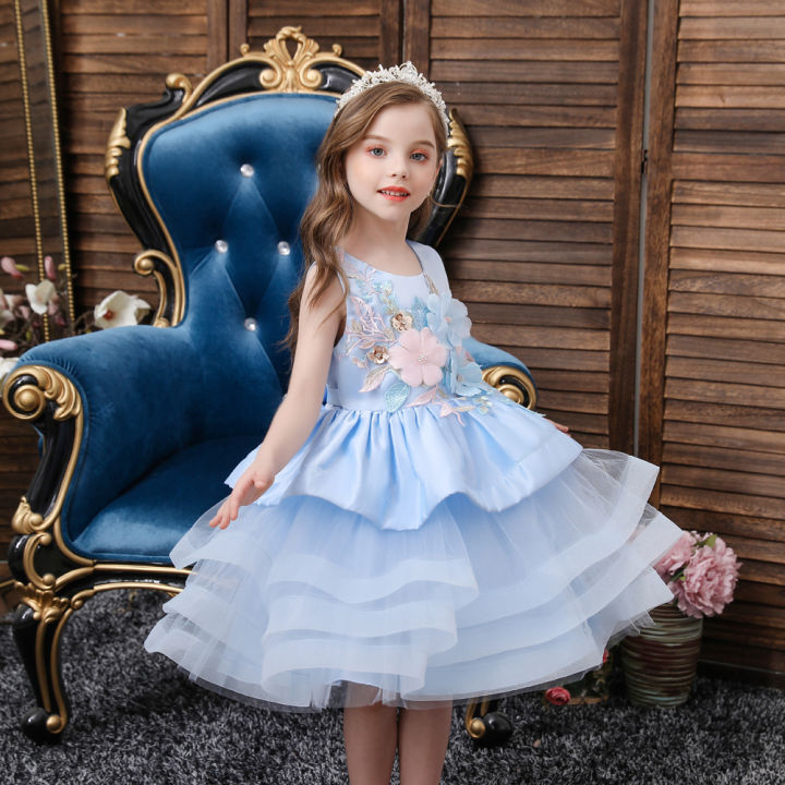 Size Gown For Kids Girls Dress Flower Girl Wedding Dress Embroidery  Sequin Gauze Layered Sleeveless Midi Girls Dress Girl Kids Dress Birthday  Party