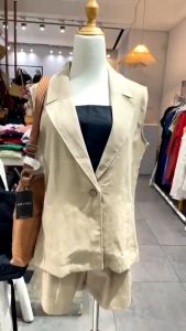 MaxMessi - Quần short linen cạp cao phối Ghile dài linen