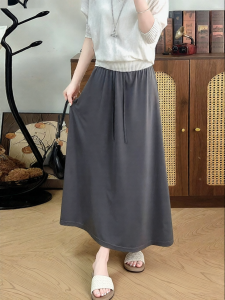 MiiOW | Icy Silk A-line Slit Half Skirt