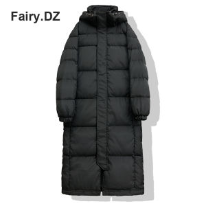 แจ็คเก็ตขนเป็ดสีดำ ทรงยาว ทรงหลวม สำหรับผู้หญิง ผู้ชาย ฤดูหนาว 2025 แจ็คเก็ตขนเป็ดแบบใหม่ สำหรับคู่รัก