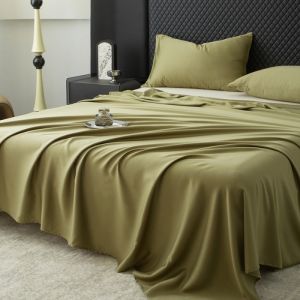 US Full Size Top Sheet Eucalyptus Fiber Flat Sheet Olive Green Summer Cool Feeling Mattress Cover Bed Sheet Linens 205*243cm