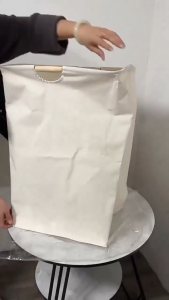 ตะกร้าซักผ้า ตะกร้าผ้าพับเก็บได้ ตะกร้าผ้าสไตล์ญี่ปุ่น พร้อมที่จับ ตะกร้าซักผ้าผ้าฝ้ายและผ้าลินิน ซักได้ พับได้ การออกแบบที่เรียบง่าย 6 ประเภท