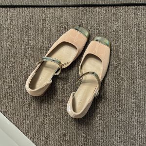Fashionable Retro Flat Heel Mary Jane Shoes for Women Spring 2025 Square Head Anti-Slip Slip-On Shoes Comfortable All-Match