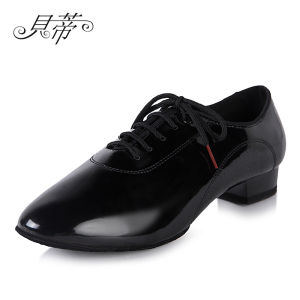 Modern Dance Shoes for Men Shiny Leather Low Heel Indoor Social Dance Shoes Waltz Friendship Dance Shoes by Betty Professional