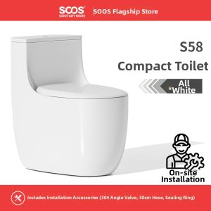 soos | Short Quiet Siphonic Ceramic Toilet for Small Spaces 58cm