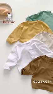 BE115 Áo thun cotton dài tay BERNIE cho bé trai bé gái phong cách Hàn Quốc