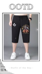 กางเกงลำลองผู้ชาย ขา 4 ส่วนสินค้าพร้อมส่งผู้ชายผ้ายืดตัวใหญ่ดีใส่เทียวใส่ออกกำลังกาย+มีบริการเก็บเงินปลายทาง# ลายสกรีนแนวอวกาศ ผ้าวอร์ม ผ้ายืด ใส่สบาย เอวยางยืด มีกระเป๋าข้าง ใช้งานได้จริง