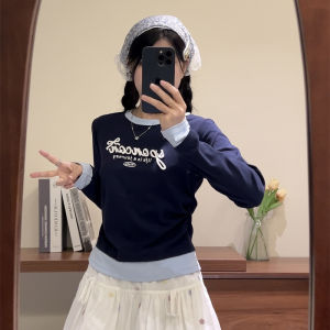 Sweet And Spicy Letter Print Pink Long Sleeve Womens T-shirt Slim Fit Thin Style Short Base Shirt Spring Autumn Fashion