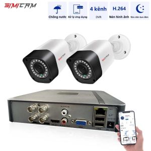 Hệ Thống Camera An Ninh 1080P 720P AHD Bộ Kit 4 Kênh Đầu Ghi Hình 5 Trong 1 Với 2 Camera Giám Sát Chống Nước Tầm Nhìn Ban Đêm Chất Liệu Nhựa Trắng