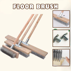 20/30/50cmStainless Steel Wire Floor Scrub Brush with Handle Stiff Bristle Brush for Garden Moss Broom Mop
