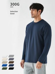 Áo Thun Dài Tay Cotton 300g Mùa Thu Phong Cách Mỹ Cổ Điển Màu Nâu Nhạt Cho Nam Và Nữ