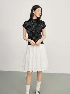 กระโปรงทรงเอเอวสูงผ้าฝ้ายทรงเข้ารูปสำหรับผู้หญิง กระโปรงสั้นทรงเอผ้าฝ้ายลายดอกไม้สไตล์เกาหลี กระโปรงสั้นทรงเอเข้ารูป