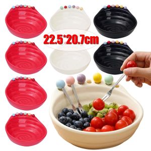 Decoration Fruit Bowl with Fork Large Capacity Geometric Pattern Fruit Serving Plate with Fruit Fork Snack Plate Fruit Tray