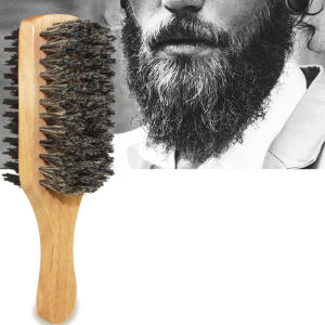 Double Side  Beard Brush Boar Bristle Wooden Handle Mens Shaving Comb Clean Brush Barber HairBrush Hairdresser Tools