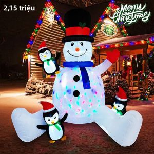 Người Tuyết Bơm Hơi Giáng Sinh Với 3 Chú Chim Cánh Cụt Nhỏ Đồ Trang Trí Sân Cỏ Trang Trí Có Đèn LED Tích Hợp Để Trang Trí Tiệc Ngày Lễ