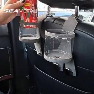 SEAMETAL ที่วางแก้วในรถ ฮุคแขวนแก้วรถยนต์ ร้อมที่วางโทรศัพท์และตะขอกระเป๋า รถอเนกประสงค์เบาะหลังตะขอจัดเก็บสําหรับร่ม กุญแจ กระเป๋า