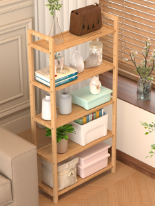 ชั้นวางหนังสือหลายชั้นแบบพื้น ดีไซน์เรียบง่าย สำหรับห้องนั่งเล่น ห้องนอน ห้องนักเรียน วัสดุไม้ไผ่ น้ำหนักเบา ขนาดกะทัดรัด ลำลอง