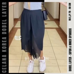 Celana Wanita Gaya Korean Sifon Dobel Layer Iffei - NIC Fashion