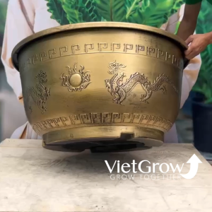 Chậu Nhựa Giả Đồng Song Long Tranh Châu Kích Thước Miệng x Cao x Đáy: 90 x 44 x 60cm 178 Lít