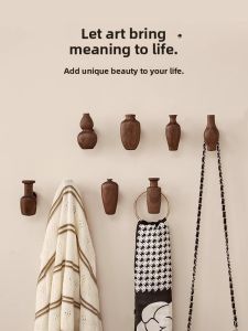 ZHIYUNJU | Strong Adhesive No-Drilling Entrance Hall Wall Mounted Coat Hooks Luxury Real Wood Creative Living Room Hooks High Load Bearing