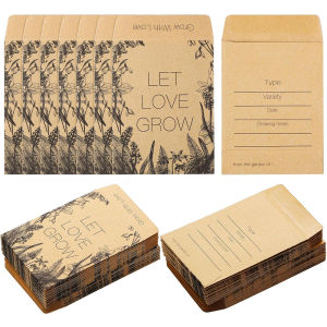 Wedding Gift Seed Pack 50 Pieces Self-Adhesive Seed Pack Retro Kraft Paper Envelope Seed Storage Paper Pack Wedding Shower Gift
