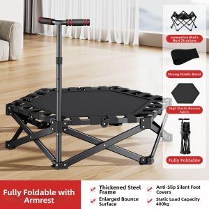 LIWAN | Adjustable Foldable Trampoline with Handlebar Suitable for Adults and Kids