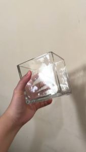 Vas Bunga Kaca Estetik / Vas Kaca Kotak 10x10 cm / Vas Kaca Bunga