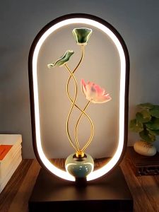 โคมไฟตั้งโต๊ะ สไตล์จีน โมเดิร์น หรูหรา สําหรับตกแต่งห้องนอน ห้องนั่งเล่น มีปุ่มปรับสีได้ 3 สี