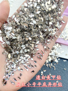 Super Flash Transparent White Small Size Manicure Jewelry Silver Internet Celebrity Flats Special-Shaped Mixed Mini Nail Crystal Super Flash Glass Drill