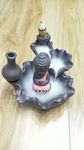 Dụng cụ xông trầm phật thích ca mâu ni ngồi thiền bằng gốm
