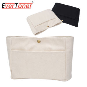 EverToner Canvas Make Up Organizer Insert Bag With Compartment For Handbag Totes Travel Inner Purse Portable Cosmetic Bag Fit Various Brand Bags