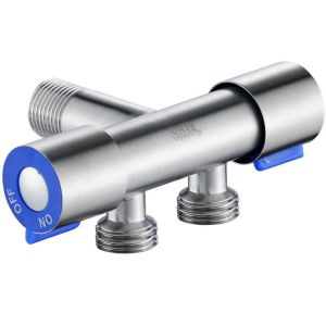 Single Cold Water 1 in 2 Out Bathroom Toilet Angle Valve Washing Machine Double Outlet Water Tap 304 Stainless Steel