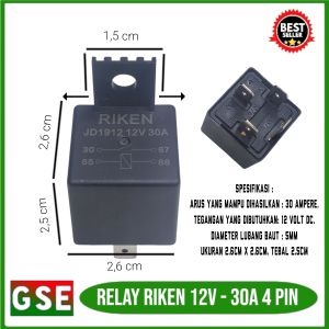 Relay Riken JD 1912 12V - 30A 4 KAKI/ Relay DC 12V - 30A 4 pin