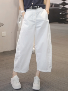 Shalldoer | กางเกงขายาวทรงตรงผ้าบางสำหรับผู้หญิง ทรงหลวม ทรงเข้ารูป ดีไซน์เก๋ไก๋ ทรงเข้ารูป ทรงเข้ารูป กางเกงขายาวทรงตรงสำหรับใส่ไปทำงาน