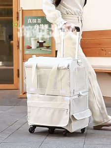 Double-layer breathable pet carrier - spacious cat backpack perfect for traveling with two cats