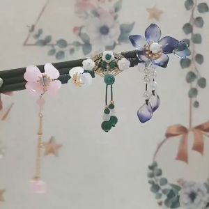 Trâm cài tóc gỗ hoa ngọc cổ điển 27 mẫu cài tóc gỗ mun tua rua phong cách cổ trang