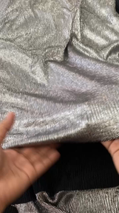 Vải Xuất Dư Thun Gân Nhũ Bạc Lấp Lánh Khổ 1m5 - Chất Mềm Rũ Co Giãn - May Đầm Đồ Thiết Kế