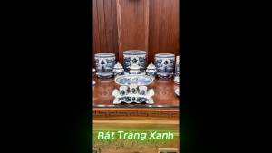 Bộ Đồ Thờ Men Rạn Họa Tiết Vẽ Rồng Bát Tràng Ban Thờ 1m75 – Đầy Đủ Bát Hương Lộc Bình Chóe Kỷ Chén Đèn Dầu