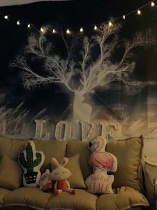 Tranh vải treo tường tặng kèm móc treo Thảm vải trang trí đa năng hình nai rừng decor phòng chụp ảnh kích thước 1m3x1m5 70x100cm