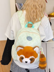 Cute Cartoon Raccoon Backpack Fresh Style Student Bookbag Doll Children High Aesthetic Dual Shoulder Small Backpack