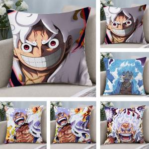 Bandai | One Piece Jinbe Helmsman Anime Plush Pillow Cover Soft Short Plush Cushion Cover For Sofa Bedroom Home Decor Gift Decoration