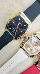 Jam Tangan Wanita Fo55il Analog Oval Terbaru Karet Rubber Mewah Fashion Cewek Kekinian Keren Elegan